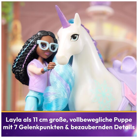 Unicorn Academy Layla und Einhorn Glacier Set - ca. 12 cm große Originalfiguren zur beliebten Netflix Serie mit Zwei Accessoires und Haarbürste für fantasievolles Rollenspiel, für Kinder ab 4 Jahren