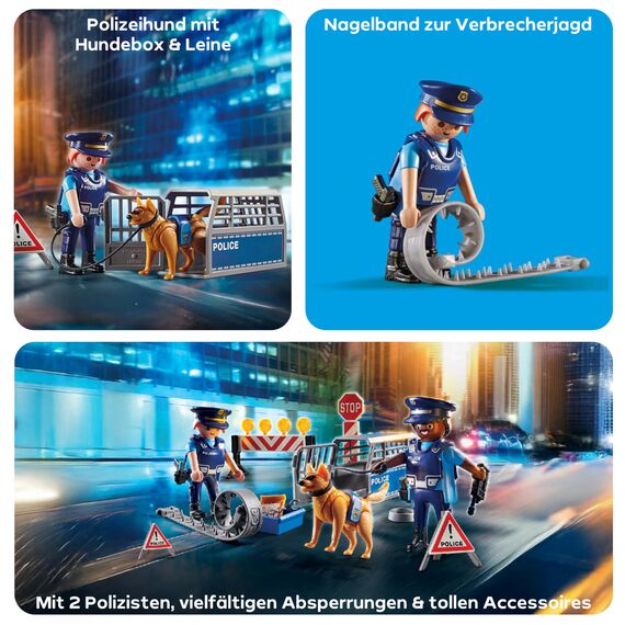 PLAYMOBIL Straßensperre mit Hund