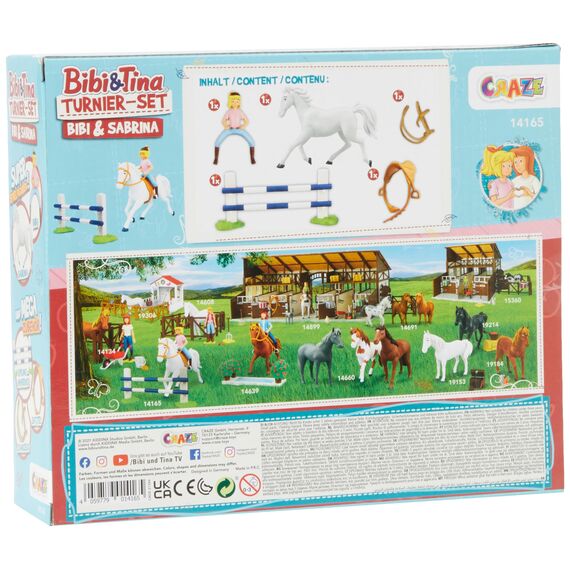 CRAZE BIBI & TINA Turnierset mit Reiterin Pferd Bibi und Sabrina inkl. Reitzubehör Spielfiguren zum Sammeln 14165