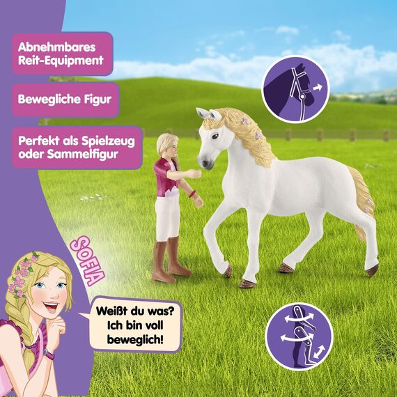 SCHLEICH Horse Club | Sofia & Blossom 42540 | bewegliche Mädchenfigur | mit Pferde Zubehör | tolles Geschenk für Mädchen und Jungen | Pferde Spielzeug ab 5 Jahren | 10 Teile | exklusiv bei Amazon