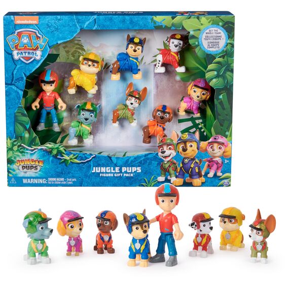 PAW Patrol Jungle Pups – Spielfiguren-Geschenkset mit 7 Hundefiguren und 1 Ryderfigur zum Sammeln, Spielzeugfiguren, Spielzeug geeignet für Kinder ab 3 Jahren