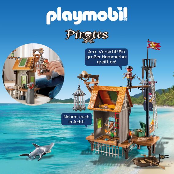 PLAYMOBIL | Pirates | Piratenhafen mit Seeräuber-Gefängnis | Piratenfiguren | Spielzeugpiraten | Spielzeug für Kinder ab 4 Jahren | 71792