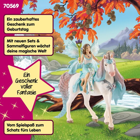 SCHLEICH BAYALA | Eyela mit Einhorn 70569 | Elfe mit Zepter & Einhorn mit Magnet | tolles Geschenk für Mädchen und Jungen | schöne Sammelfiguren | Spielfigur ab 5 Jahre | Set aus 3 Teilen