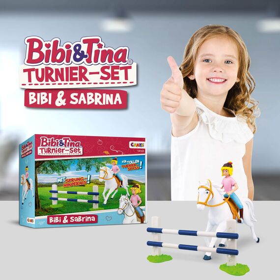 CRAZE BIBI & TINA Turnierset mit Reiterin Pferd Bibi und Sabrina inkl. Reitzubehör Spielfiguren zum Sammeln 14165