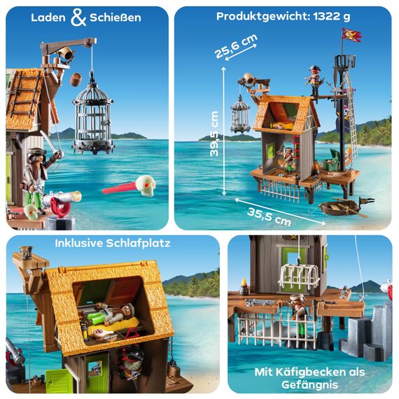 PLAYMOBIL | Pirates | Piratenhafen mit Seeräuber-Gefängnis | Piratenfiguren | Spielzeugpiraten | Spielzeug für Kinder ab 4 Jahren | 71792