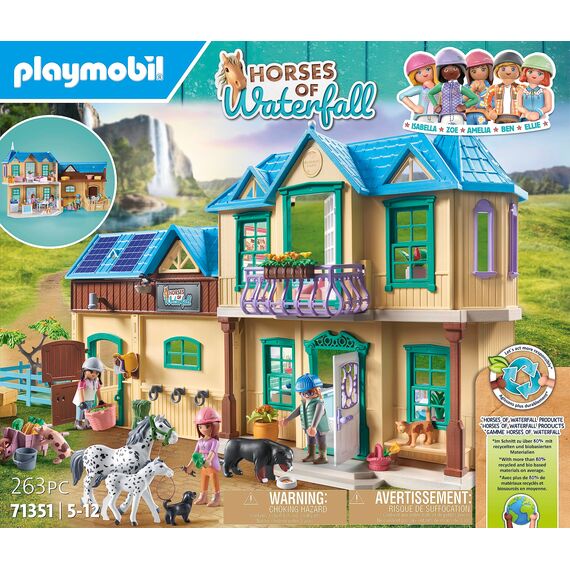 PLAYMOBIL Horses of Waterfall 71351 Waterfall Ranch, magisches Wasserfall-Paradies für Pferdefreunde, nachhaltiges Spielzeug für Kinder ab 5 Jahren
