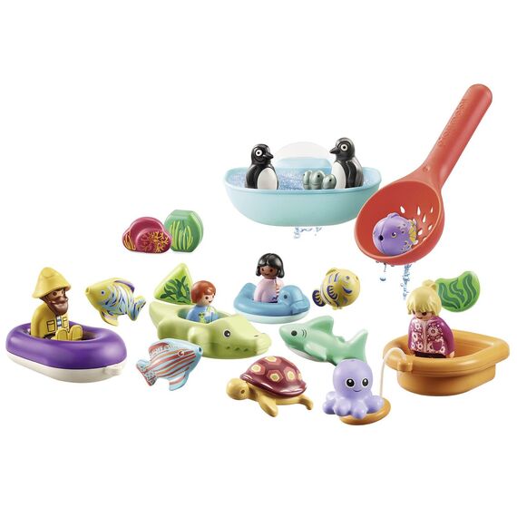 PLAYMOBIL 1.2.3 Aqua 71086 Adventskalender für Kinder: Badespaß, Mit schwimmfähigen Tieren, Badewannenspielzeug, Spielzeug für Kinder ab 1,5 Jahren