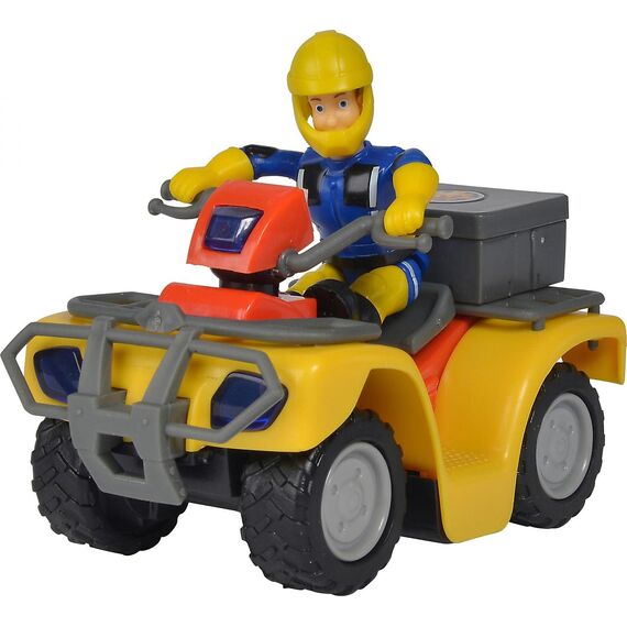 Simba Toys – Feuerwehrmann Sam Mercury‑Quad mit Sam Figur und Zubehör – Spielzeug‑Quad mit Box, Feuerlöscher, Verbandskasten und Axt – für Kinder ab 3 Jahren – offizielles Feuerwehrmann Sam Produkt