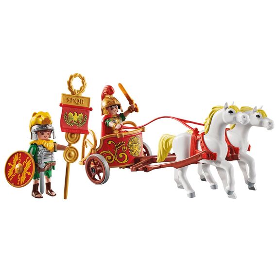 PLAYMOBIL Asterix 71543 Römischer Streitwagen, Reise durch das Land, inklusive Abnehmbarer Helme, Armreifen und Umhang, detailreiches Spielzeug für Kinder ab 5 Jahren