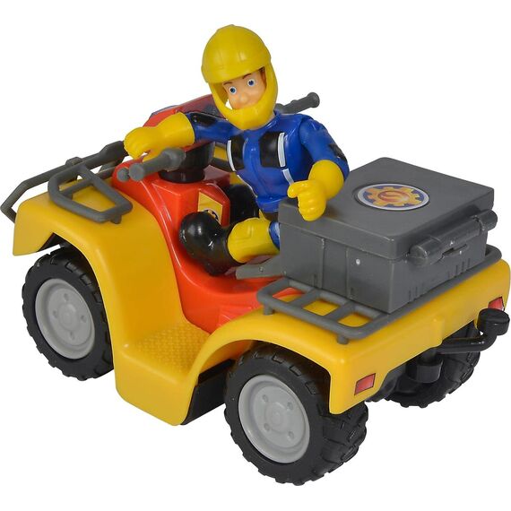 Simba Toys – Feuerwehrmann Sam Mercury‑Quad mit Sam Figur und Zubehör – Spielzeug‑Quad mit Box, Feuerlöscher, Verbandskasten und Axt – für Kinder ab 3 Jahren – offizielles Feuerwehrmann Sam Produkt
