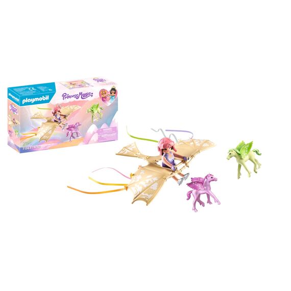 PLAYMOBIL Princess Magic 71363 Himmlischer Ausflug mit Pegasusfohlen, Flugunterricht in den Wolken, mit Einer Prinzessin und Zwei Pegasusfohlen, Spielzeug für Kinder ab 4 Jahren