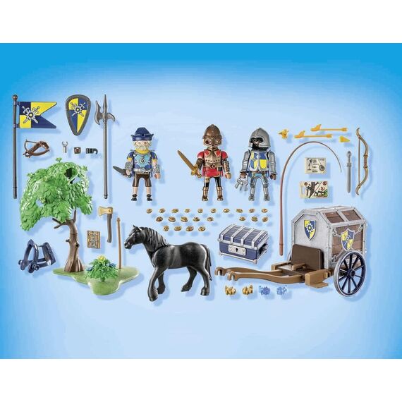 PLAYMOBIL Novelmore 71484 Überfall auf Transportwagen, gefährlicher Kampf um das Gold, Novelmore-Ritter vs. Burnham Raiders, Ritter-Spielzeug für Kinder ab 4 Jahren