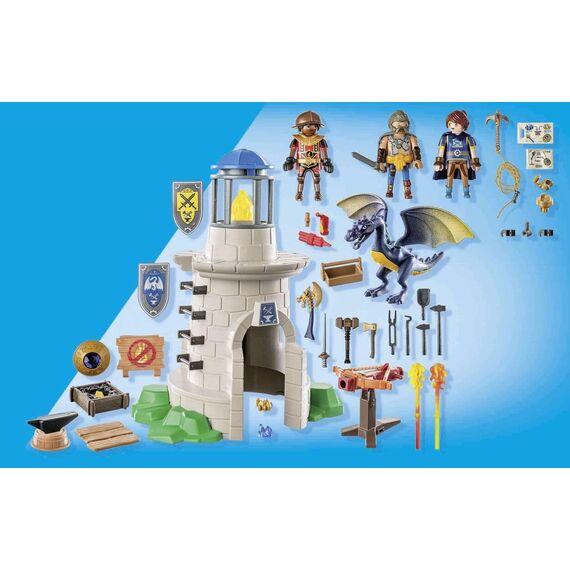 PLAYMOBIL Novelmore 71483 Ritterturm mit Schmied und Drache, spannender Kampf zwischen den Novelmore-Rittern und Burnham Raiders, detailreiches Spielzeug für Kinder ab 4 Jahren