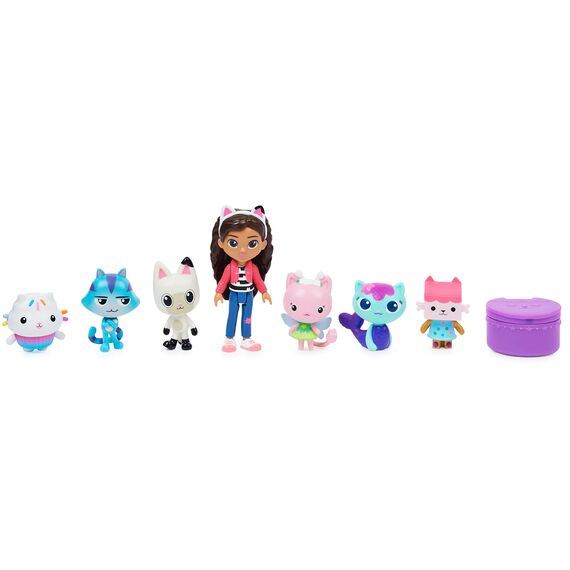 DREAMWORKS GABBY'S DOLLHOUSE - Figuren Geschenkset, Gabby mit 6 Katzenfiguren und 1 Cat Delivery Überraschungsbox, geeignet für Kinder ab 3 Jahren