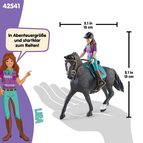 SCHLEICH Horse Club | Lisa & Storm 42541 | bewegliche Mädchenfigur mit Pferd, Sattel, & Zubehör | Geschenk für Mädchen und Jungen | Pferde Spielzeug ab 5 Jahren | 10 Teile | exklusiv bei Amazon