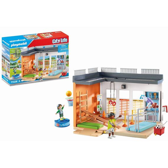 PLAYMOBIL City Life 71328 Anbau Turnhalle, Turnhallen Anbau mit Basketballkorb, Slalomstangen, Fußballtor, Tenniszubehör und mehr, Spielzeug für Kinder ab 4 Jahren