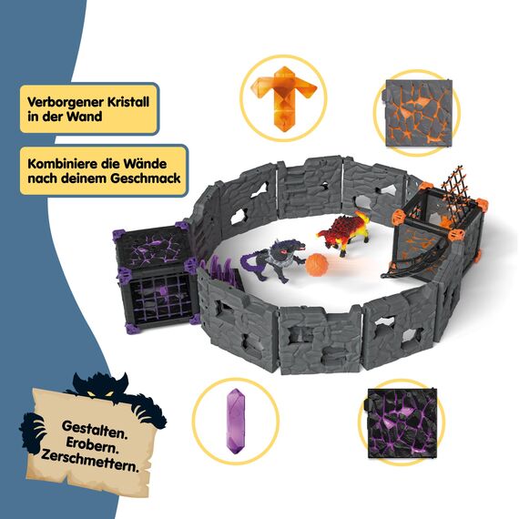 schleich ELDRADOR CREATURES | BATTLE CAVE Arena: Lava vs. Schatten 42673 | Set aus 2 x ELDRADOR Battle Cave, 2 x Monster und 2 x Kristall | Caves zur Arena stapelbar | Spielzeug ab 7 Jahren | 71 Teile