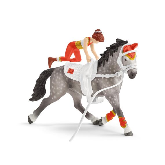 SCHLEICH Horse Club | Mias Voltigier-Reitset 42443 | Spielset inkl. Mia, ihrem Pferd, Reitlehrer Figur und Zubehör | tolles Geschenk für Mädchen und Jungen | Pferde Spielzeug ab 5 Jahren | 18 Teile
