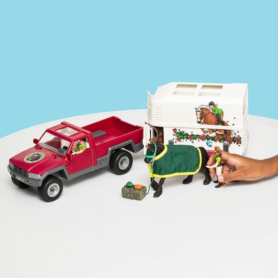 SCHLEICH 42346 Pick-up mit Pferdeanhänger, für Kinder ab 5 Jahren, Horse Club - Spielset