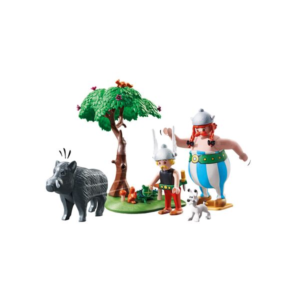 PLAYMOBIL Asterix 71160 Wildschweinjagd, Mit kippbarem Baum, Spielzeug für Kinder ab 5 Jahren