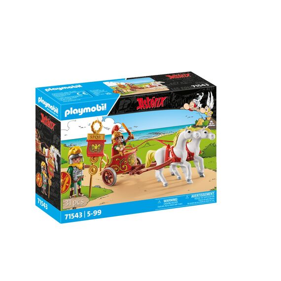 PLAYMOBIL Asterix 71543 Römischer Streitwagen, Reise durch das Land, inklusive Abnehmbarer Helme, Armreifen und Umhang, detailreiches Spielzeug für Kinder ab 5 Jahren