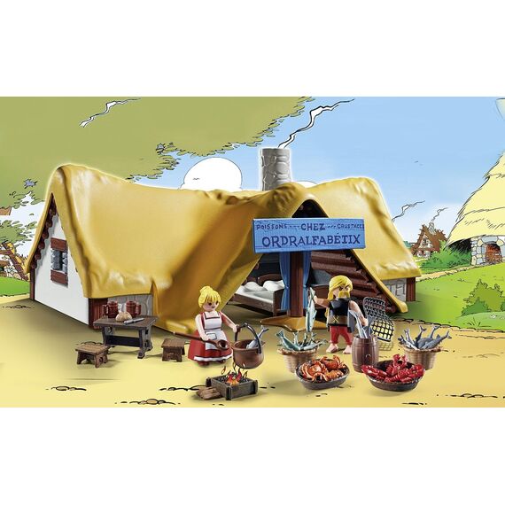 PLAYMOBIL Asterix 71266 Hütte des Verleihnix, Fischhändler Verleihnix und Seine Frau Jellosubmarine, Spielzeug für Kinder ab 5 Jahren