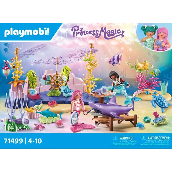 PLAYMOBIL Princess Magic 71499 Unterwasser-Tierpflege der Meeresbewohner, liebevolles Umsorgen der Meerestiere, inklusive Pflegestation, Verband und mehr, vielfältiges Spielzeug für Kinder ab 4 Jahren