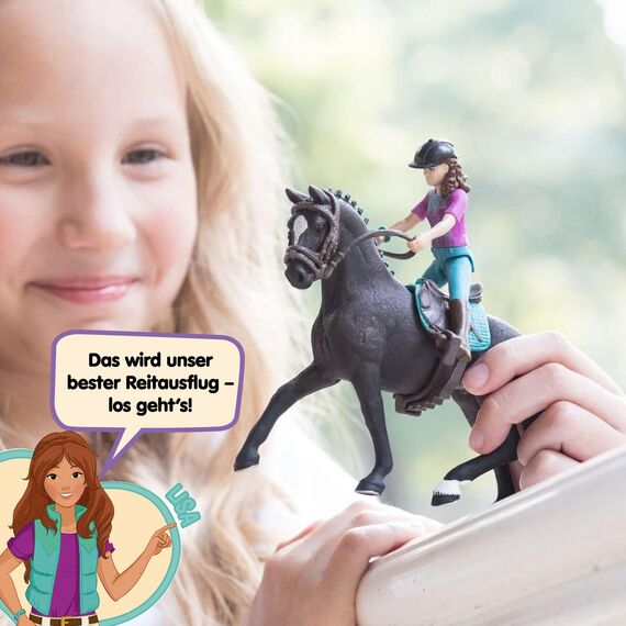 SCHLEICH Horse Club | Lisa & Storm 42541 | bewegliche Mädchenfigur mit Pferd, Sattel, & Zubehör | Geschenk für Mädchen und Jungen | Pferde Spielzeug ab 5 Jahren | 10 Teile | exklusiv bei Amazon