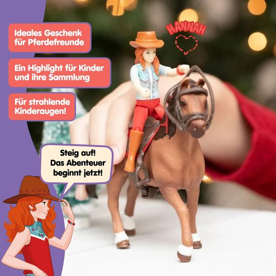 SCHLEICH Horse Club | Hannah & Cayenne 42539 | bewegliche Mädchenfigur | mit Pferde Zubehör | tolles Geschenk für Mädchen und Jungen | Pferde Spielzeug ab 5 Jahren | 10 Teile | exklusiv bei Amazon