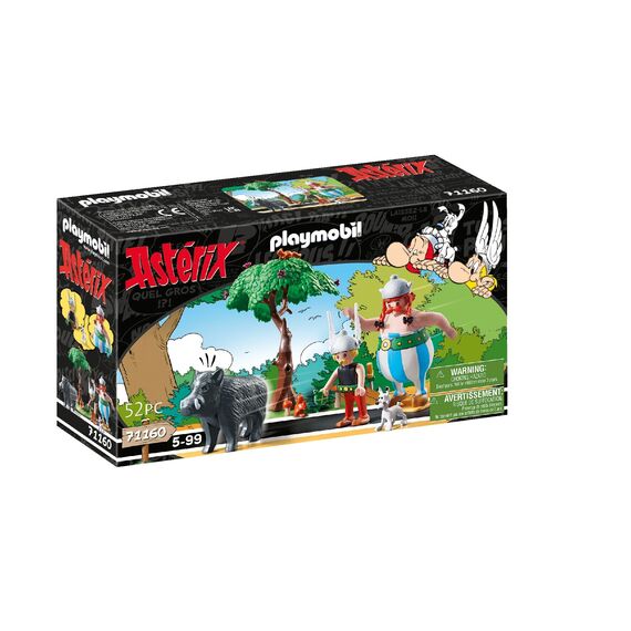 PLAYMOBIL Asterix 71160 Wildschweinjagd, Mit kippbarem Baum, Spielzeug für Kinder ab 5 Jahren