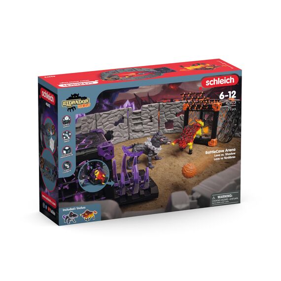 schleich ELDRADOR CREATURES | BATTLE CAVE Arena: Lava vs. Schatten 42673 | Set aus 2 x ELDRADOR Battle Cave, 2 x Monster und 2 x Kristall | Caves zur Arena stapelbar | Spielzeug ab 7 Jahren | 71 Teile