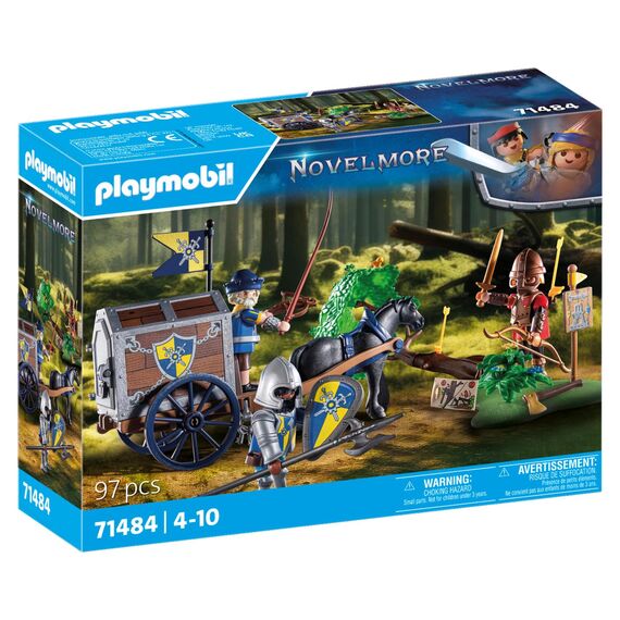 PLAYMOBIL Novelmore 71484 Überfall auf Transportwagen, gefährlicher Kampf um das Gold, Novelmore-Ritter vs. Burnham Raiders, Ritter-Spielzeug für Kinder ab 4 Jahren