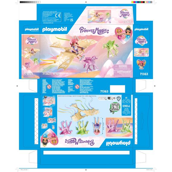 PLAYMOBIL Princess Magic 71363 Himmlischer Ausflug mit Pegasusfohlen, Flugunterricht in den Wolken, mit Einer Prinzessin und Zwei Pegasusfohlen, Spielzeug für Kinder ab 4 Jahren