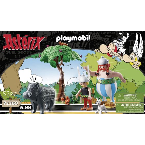 PLAYMOBIL Asterix 71160 Wildschweinjagd, Mit kippbarem Baum, Spielzeug für Kinder ab 5 Jahren