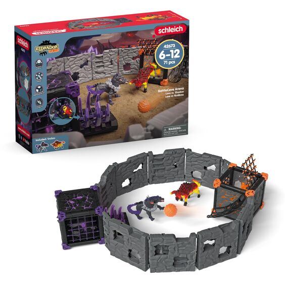 schleich ELDRADOR CREATURES | BATTLE CAVE Arena: Lava vs. Schatten 42673 | Set aus 2 x ELDRADOR Battle Cave, 2 x Monster und 2 x Kristall | Caves zur Arena stapelbar | Spielzeug ab 7 Jahren | 71 Teile