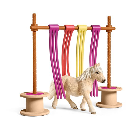 SCHLEICH 42484 Pony Flattervorhang, ab 3 Jahren, Farm World - Spielset, 11 Teile