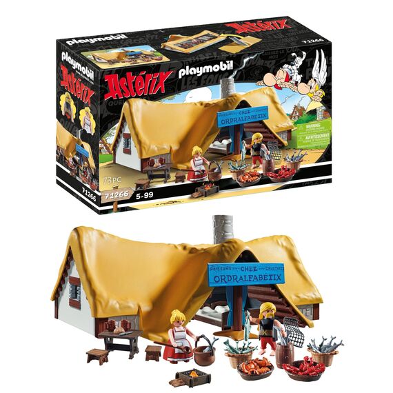 PLAYMOBIL Asterix 71266 Hütte des Verleihnix, Fischhändler Verleihnix und Seine Frau Jellosubmarine, Spielzeug für Kinder ab 5 Jahren
