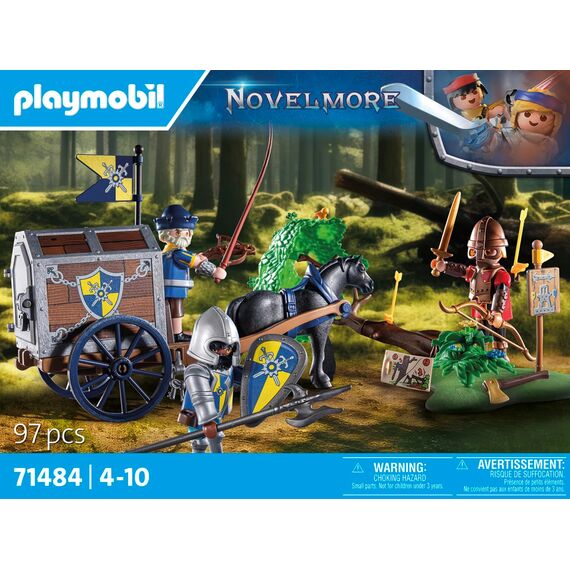 PLAYMOBIL Novelmore 71484 Überfall auf Transportwagen, gefährlicher Kampf um das Gold, Novelmore-Ritter vs. Burnham Raiders, Ritter-Spielzeug für Kinder ab 4 Jahren