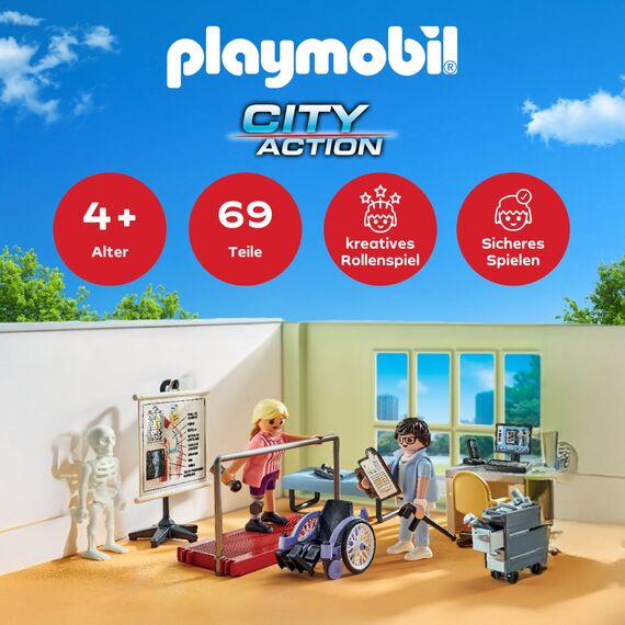 PLAYMOBIL Action Heroes 71617 Orthopädie, liebevolle Behandlung von Patient:innen, zu über 80 % aus recycelten und biobasierten Materialien, detailreiches Spielzeug für Kinder ab 4 Jahren