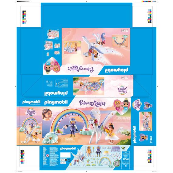 PLAYMOBIL Princess Magic 71361 Himmlischer Pegasus mit Regenbogen, Zauberhaftes Spielset mit Zubehör zum Pflegen und Füttern des Pegasus, Spielzeug für Kinder ab 4 Jahren