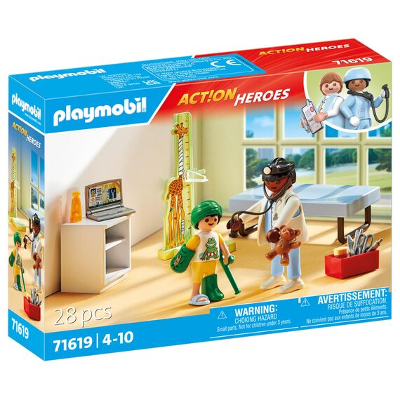 PLAYMOBIL | Action Heroes | Kinderarzt mit Teddybär | nachhaltiges Spielzeug für Kinder ab 4 Jahren | 71619