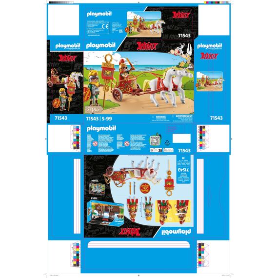 PLAYMOBIL Asterix 71543 Römischer Streitwagen, Reise durch das Land, inklusive Abnehmbarer Helme, Armreifen und Umhang, detailreiches Spielzeug für Kinder ab 5 Jahren