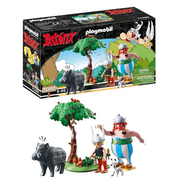 PLAYMOBIL Asterix 71160 Wildschweinjagd, Mit kippbarem Baum, Spielzeug für Kinder ab 5 Jahren