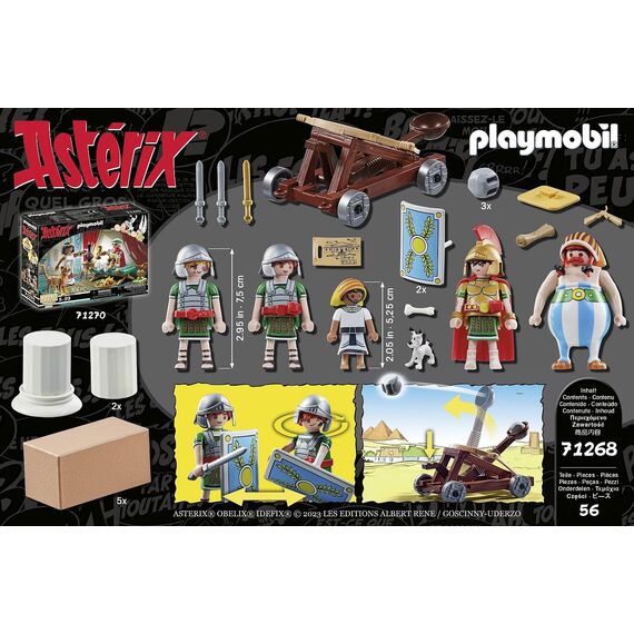 PLAYMOBIL Asterix 71268 Numerobis und die Schlacht um den Palast, funktionierendes Katapult der Römer, Obelix, Numerobis, Idefix und 3 romische Soldaten, Spielzeug für Kinder ab 5 Jahren