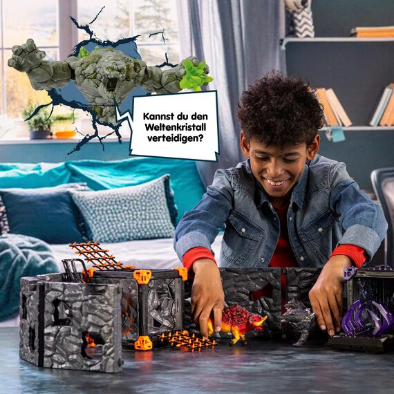 schleich ELDRADOR CREATURES | BATTLE CAVE Arena: Lava vs. Schatten 42673 | Set aus 2 x ELDRADOR Battle Cave, 2 x Monster und 2 x Kristall | Caves zur Arena stapelbar | Spielzeug ab 7 Jahren | 71 Teile