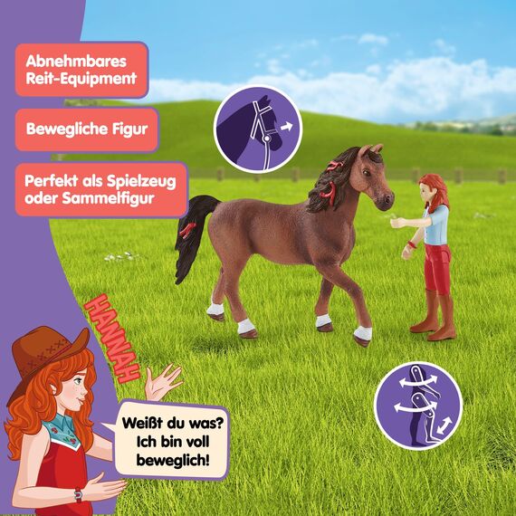 SCHLEICH Horse Club | Hannah & Cayenne 42539 | bewegliche Mädchenfigur | mit Pferde Zubehör | tolles Geschenk für Mädchen und Jungen | Pferde Spielzeug ab 5 Jahren | 10 Teile | exklusiv bei Amazon