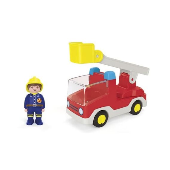 PLAYMOBIL JUNIOR | Feuerwehrleiterfahrzeug | nachhaltiges Spielzeug für Kinder ab 1 Jahr | inkl. drehbarer Leiter und Feuerwehrmann | 71683