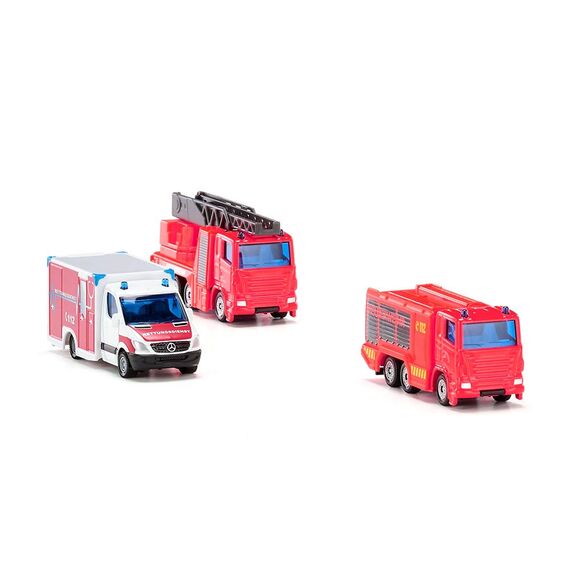 Siku 6326, Notruf-Set, Metall/Kunststoff, Rot/Weiß, Spielkombination, Bewegliche Teile
