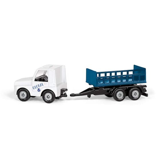 siku 6312, Flughafenset, Metall/Kunststoff, Weiß, Inkl. Verkehrsflugzeug, Catering-Fahrzeug, Anhänger mit Fluggasttreppe, Flughafenschlepper, Kofferanhänger und 5m langes Rollfeld-Tape