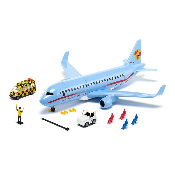 siku 5402, Verkehrsflugzeug mit Zubehör, Kunststoff, Hellblau, Viele Funktionen, Kombinierbar mit siku-Modellen in unterschiedlichen Maßstäben